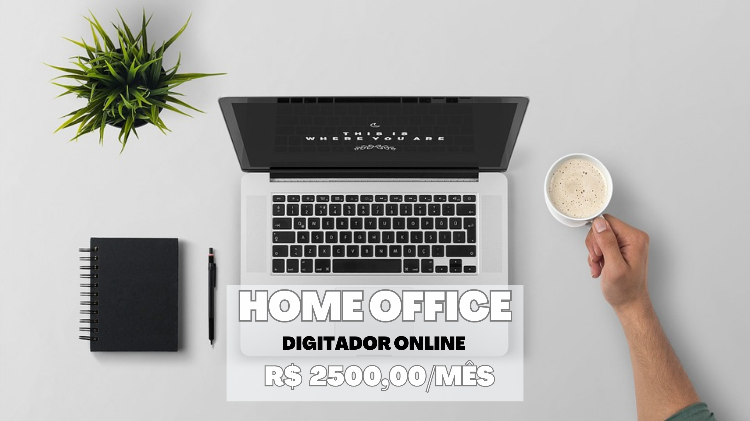 Home office para DIGITADOR de contratos com salário de 2.500,00 + Bene