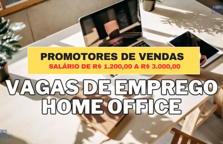 05 vagas HOME OFFICE para Promotores de vendas com Salário de R$ 1.200,00 a R$ 3.000,00