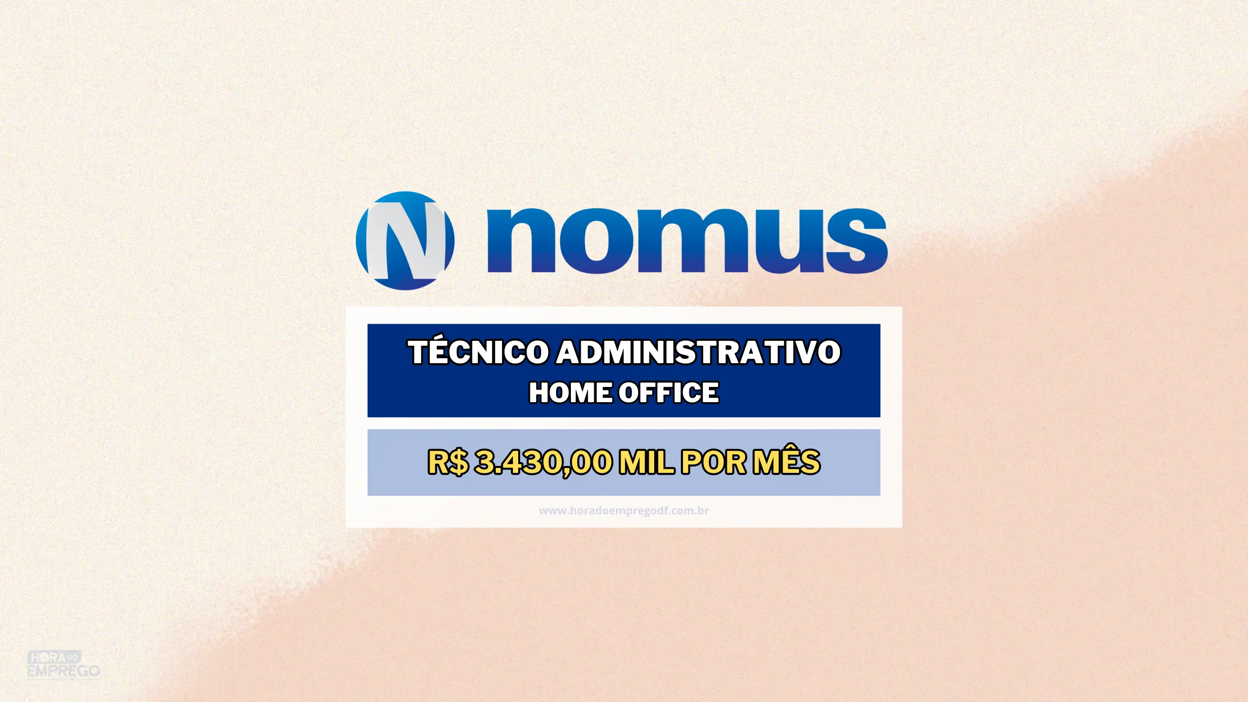 Nomus abre vagas HOME OFFICE para Técnico Administrativo com salário de R$ 1.715 a R$ 3.430,00